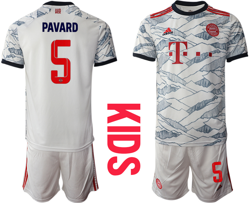 Youth 2021-2022 Club Bayern Munich Second away white #5 Soccer Jersey